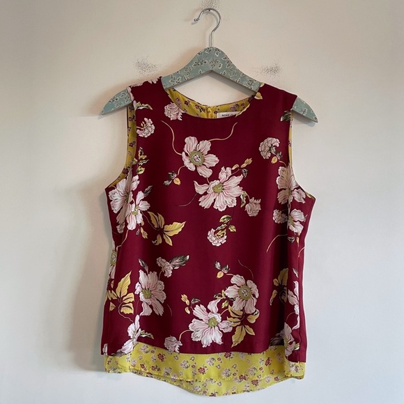Rose & Olivia Red and Yellow Floral Layered Tank - Picture 1 of 6